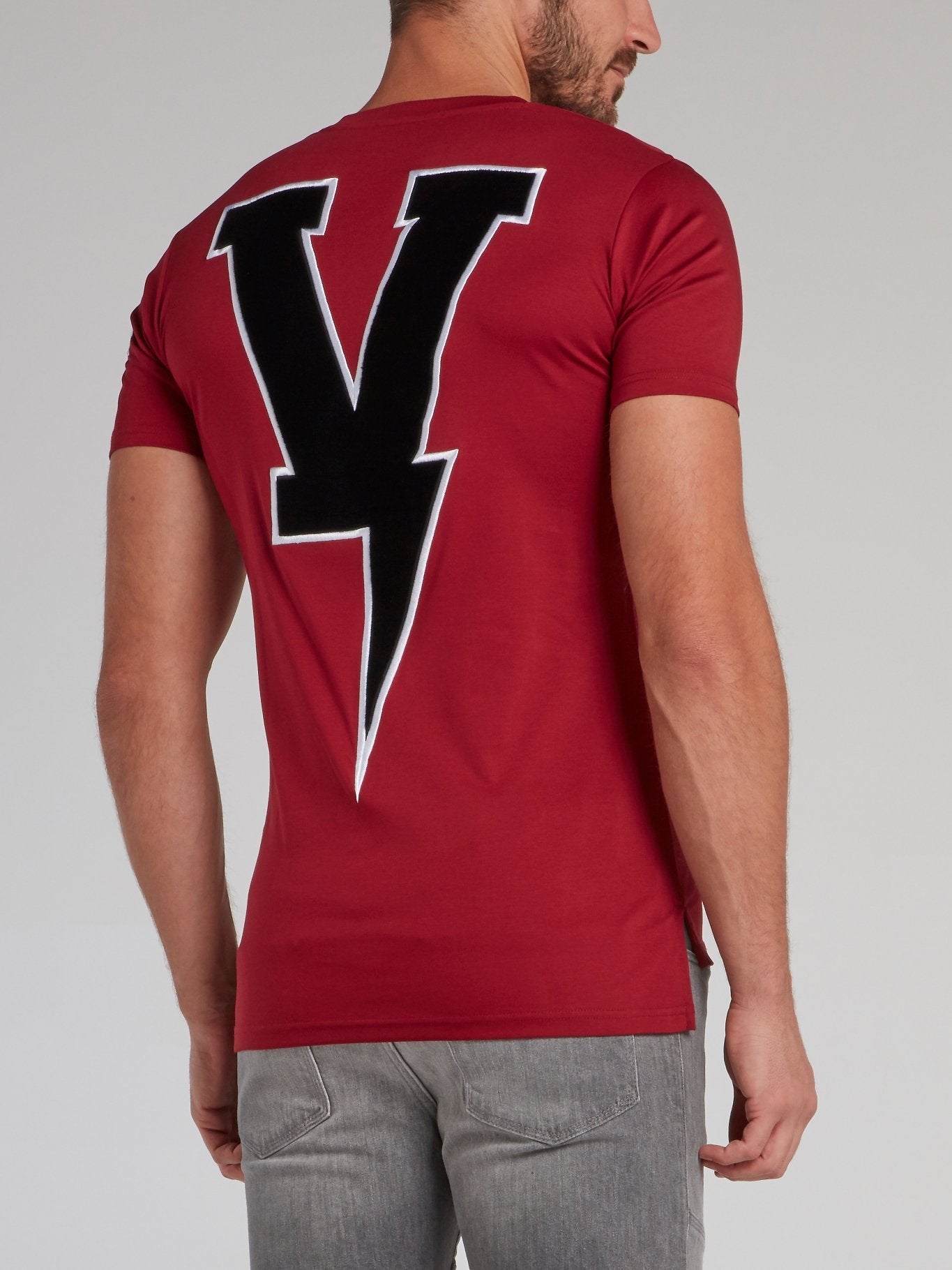 Thunderbolt Burgundy Embroidered T-Shirt