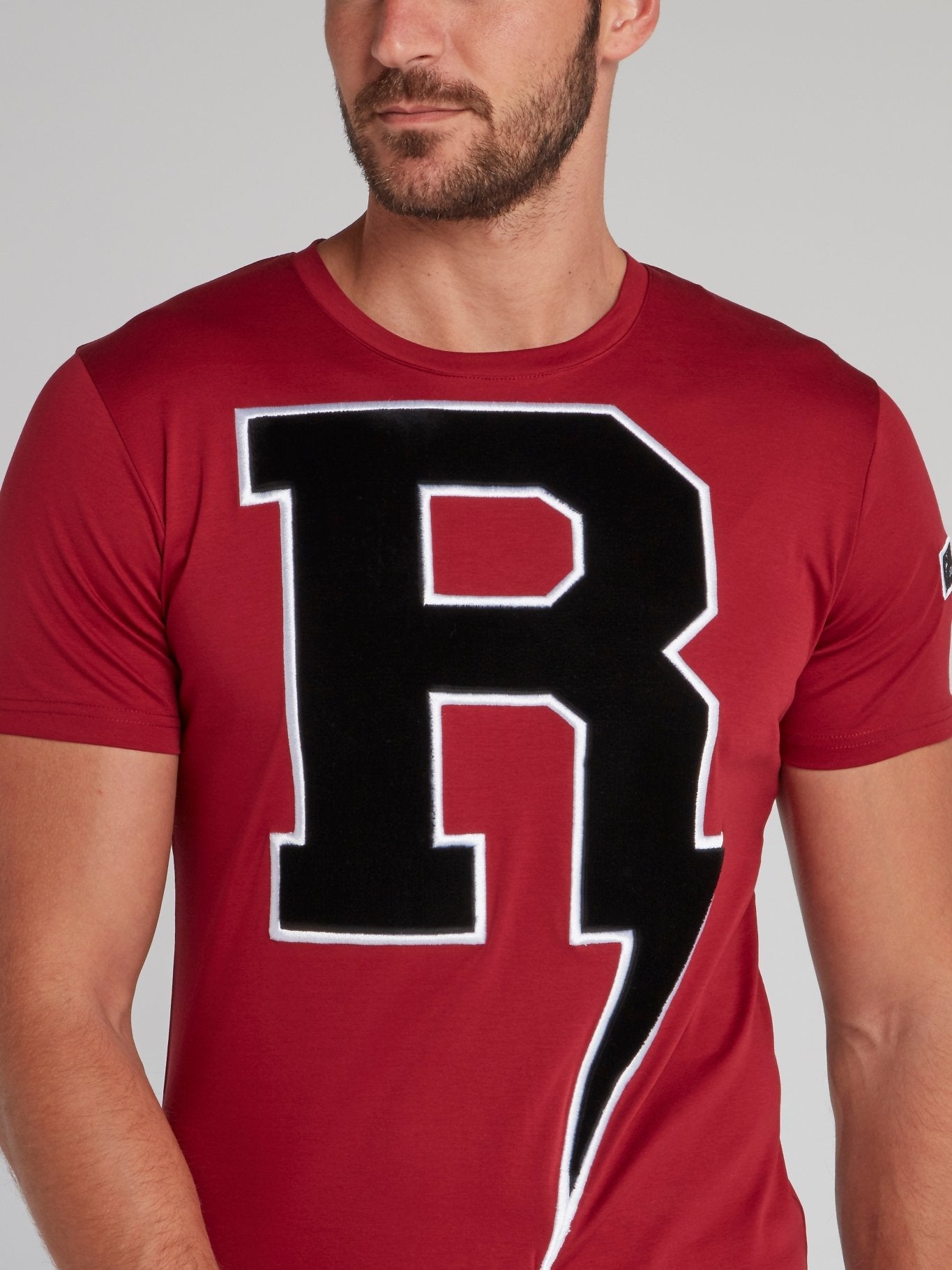 Thunderbolt Burgundy Embroidered T-Shirt