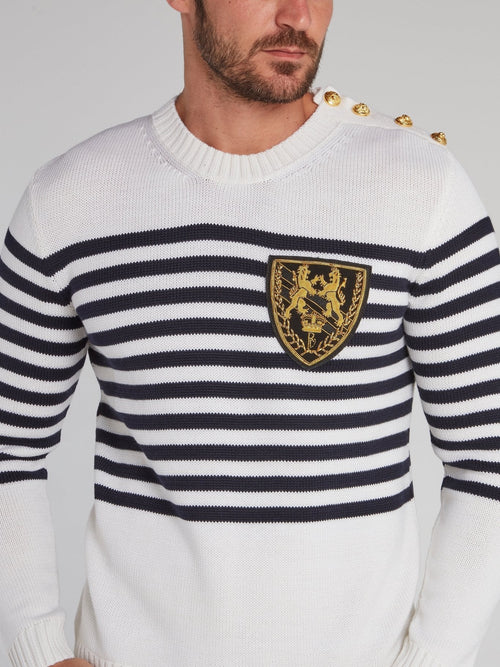 Vissarion White Striped Knit Pullover