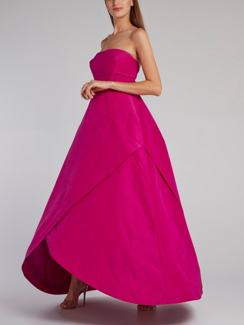 Pink Strapless Wrap Ball Gown