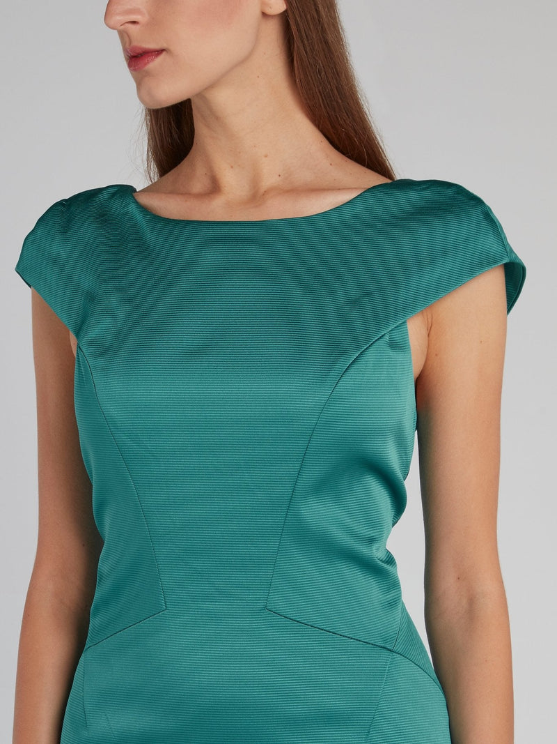 Green Open Back A-Line Gown