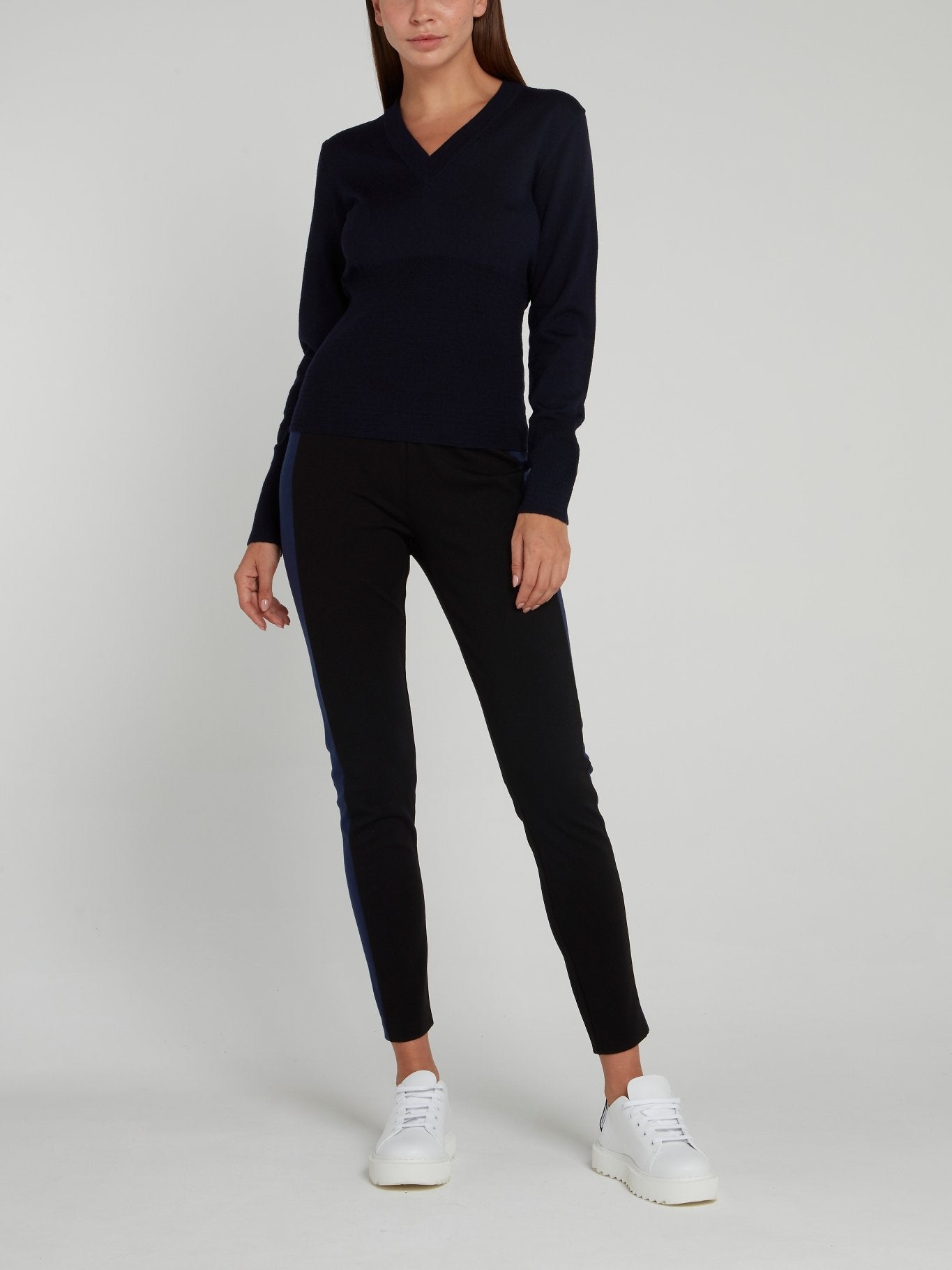 Navy Rear Logo V-Neck Sweater