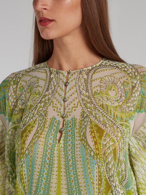 Green Button Up Short Kaftan