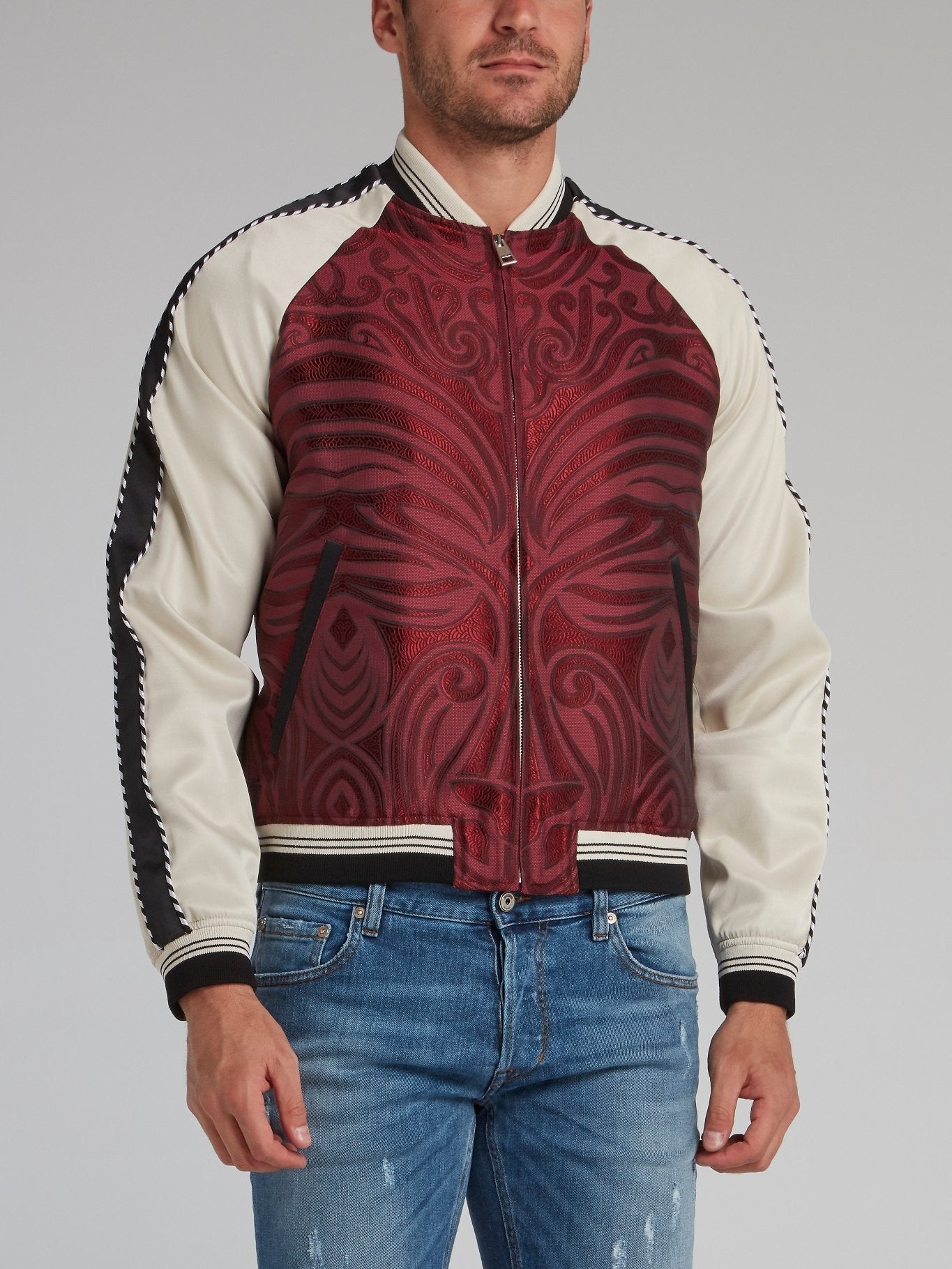 Stripe Trim Raglan Bomber Jacket