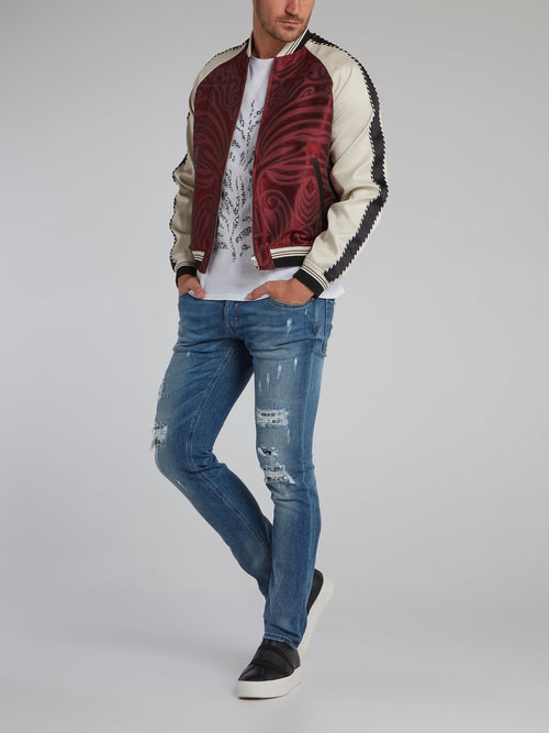 Stripe Trim Raglan Bomber Jacket