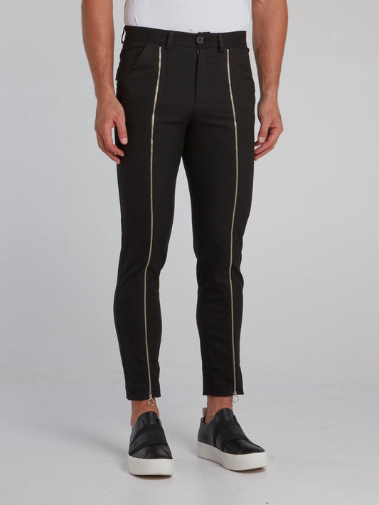 Black Zip Up Detail Trousers