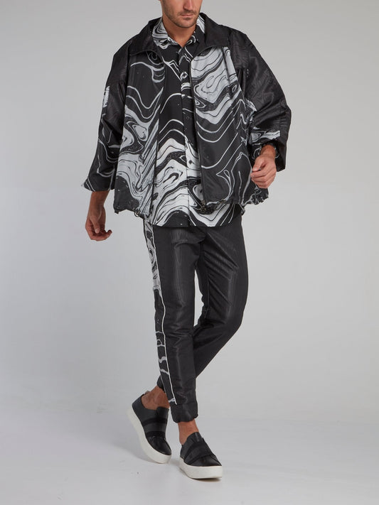 Black Marble Print Trousers