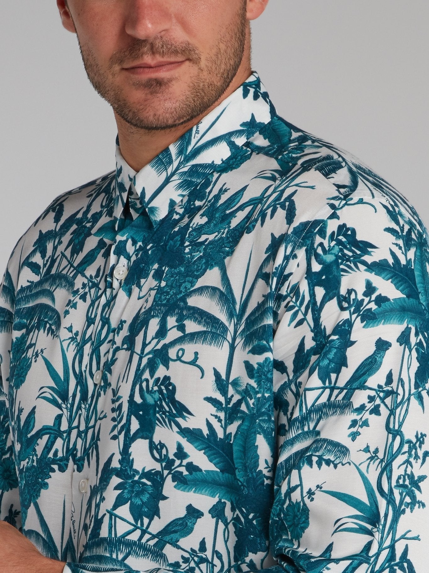 Tropical Print Long Sleeve Shirt