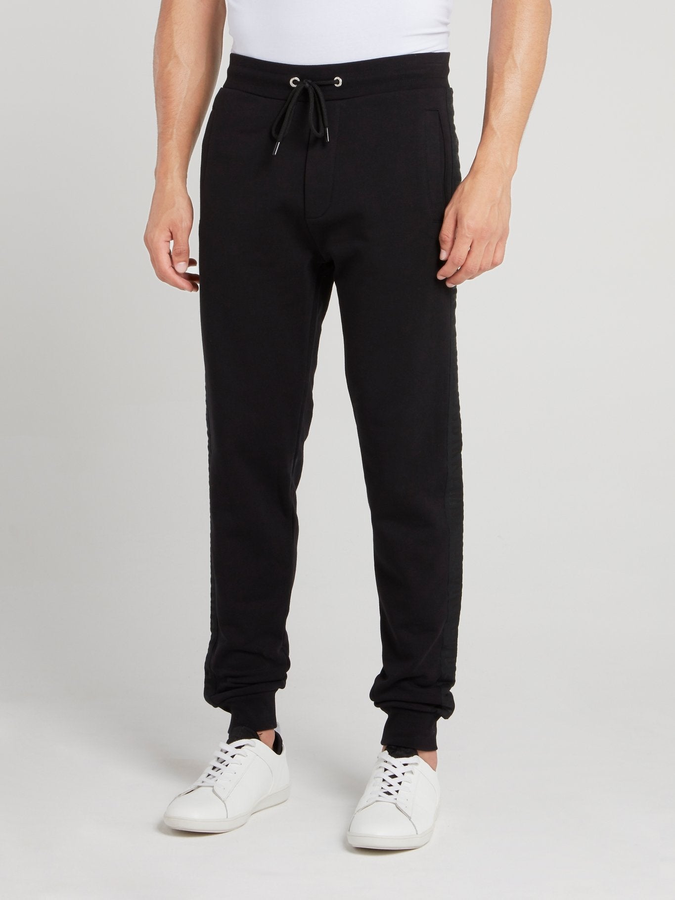 Black Logo Tape Fleece Pants