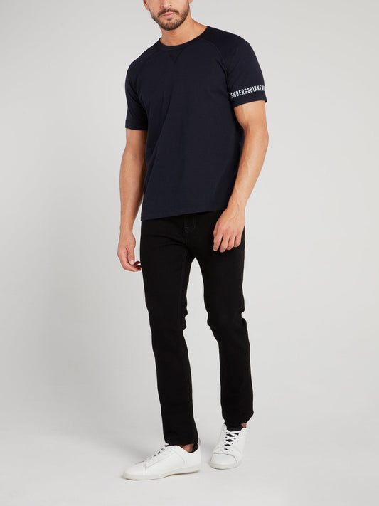 Navy Logo Sleeve T-Shirt