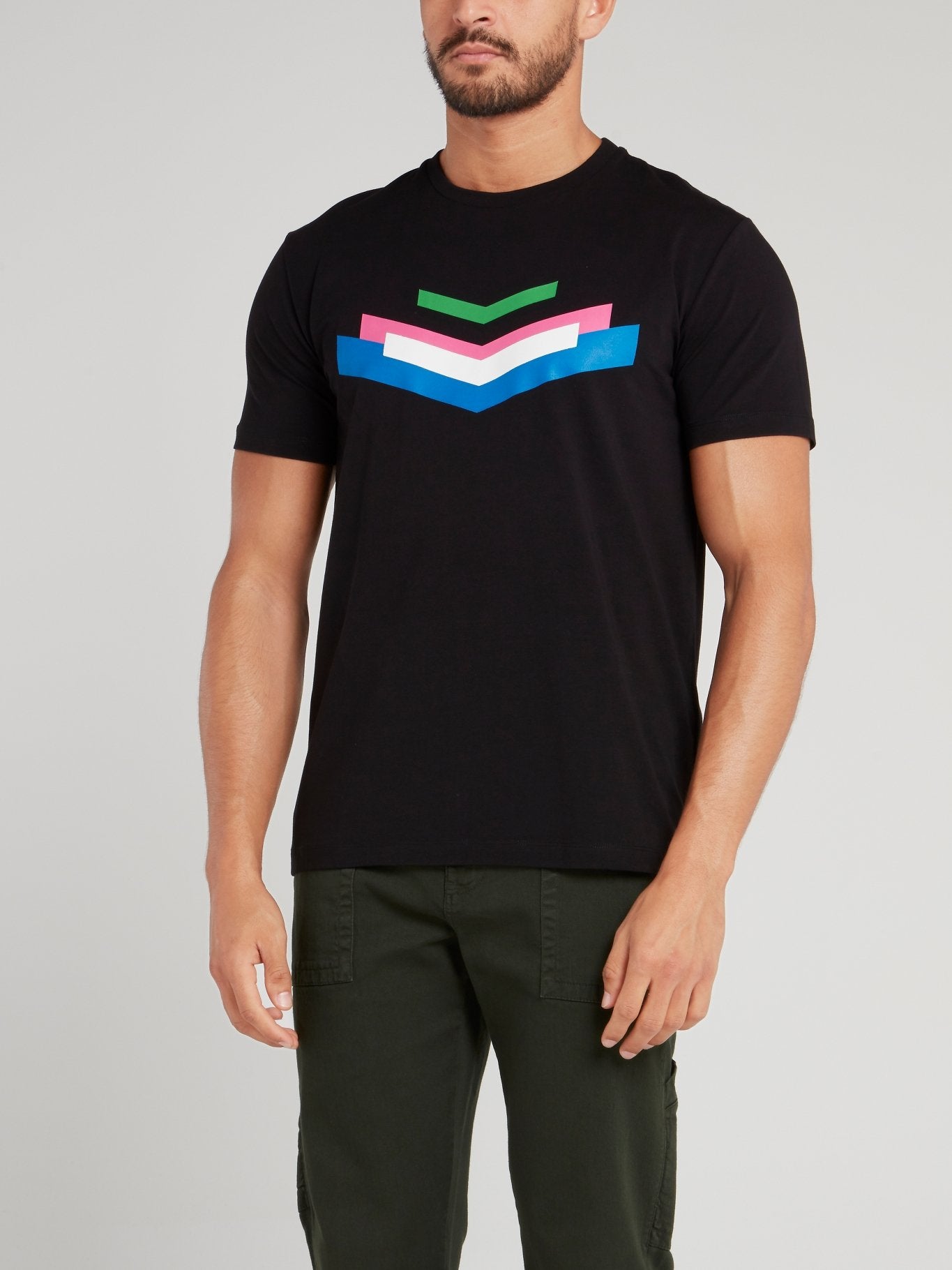 Black Chevron Cotton T-Shirt