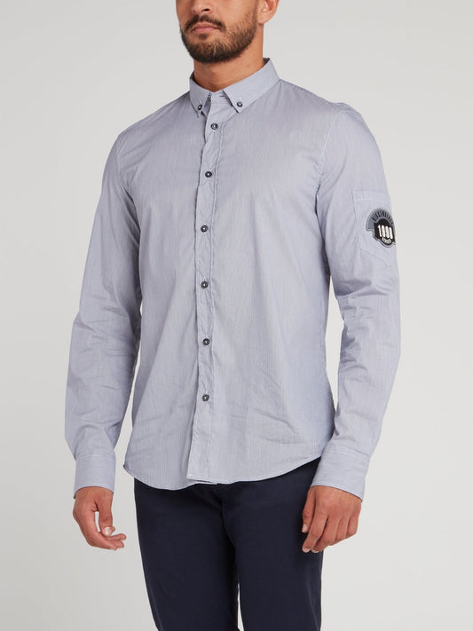 Blue Appliquéd Pinstripe Shirt