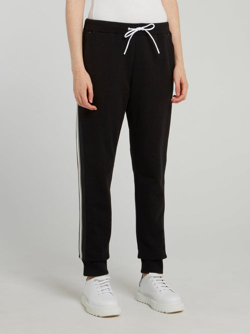 Black Drawstring Side Stripe Sweatpants