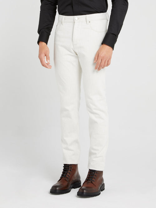 White Slim Fit Woven Trousers