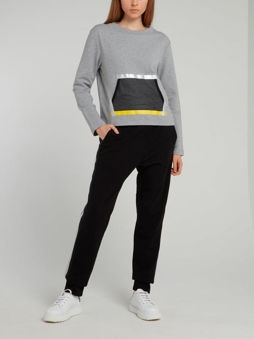 Grey Taped Mesh Pocket Sweatshirt