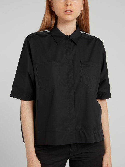 Black Shoulder Stripe Half Sleeve Shirt