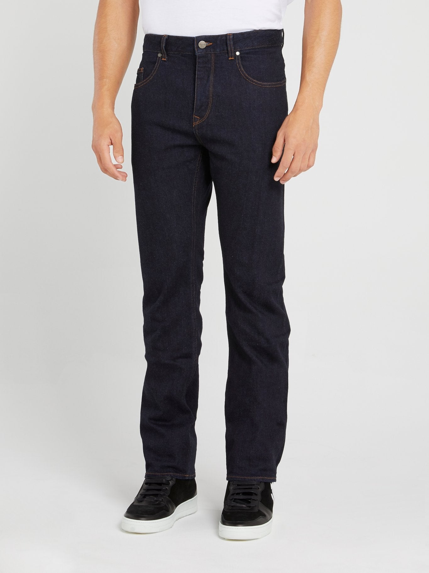 Dark Wash Straight Cut Trousers