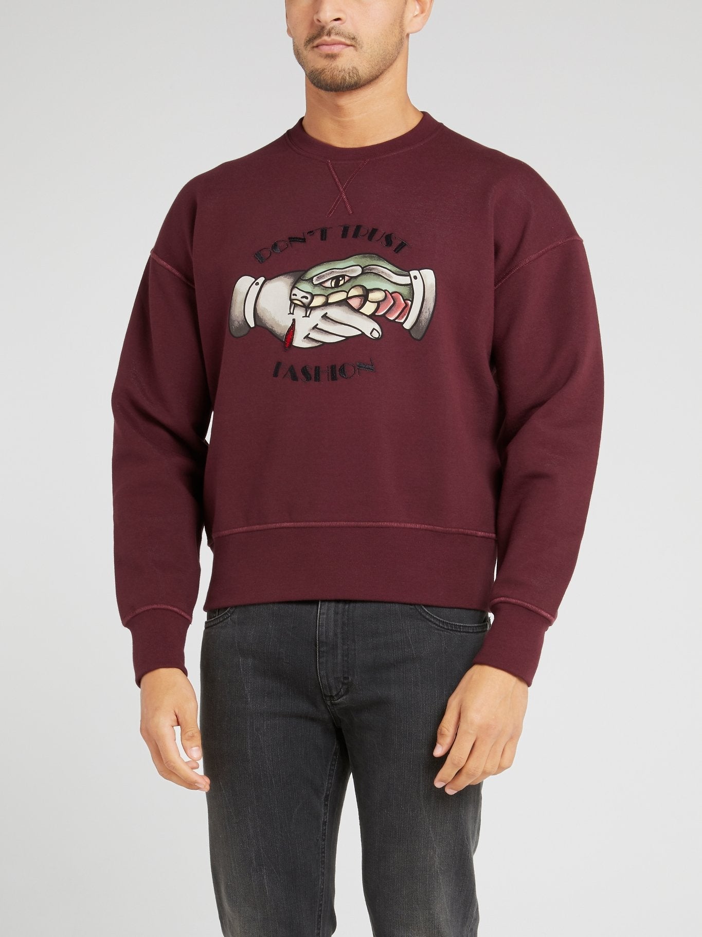 Burgundy Statement Woven Sweatshirt