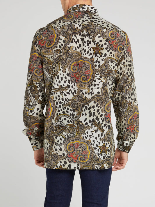 Baroque Leopard Print Long Sleeve Shirt