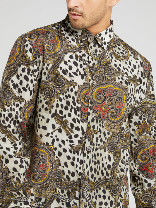 Baroque Leopard Print Long Sleeve Shirt