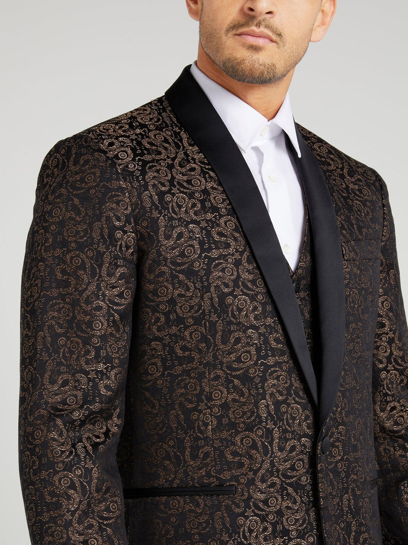 Snake Print One-Button Blazer