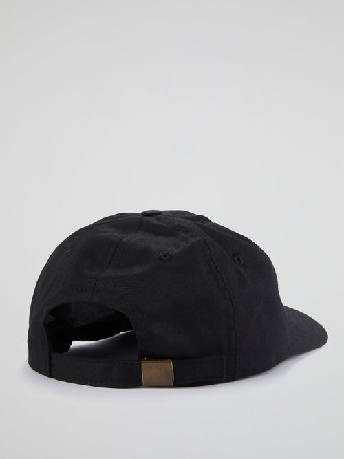 Black Embroidered Logo Cap