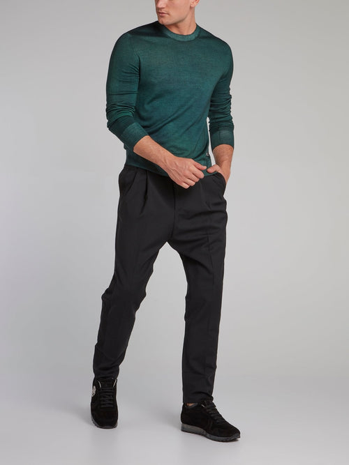 Green Crewneck Knit Pullover