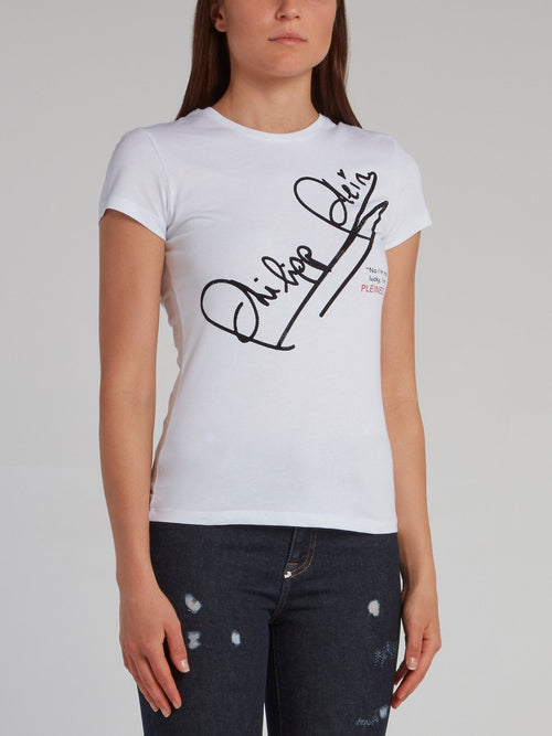 White Studded Signature Logo T-Shirt