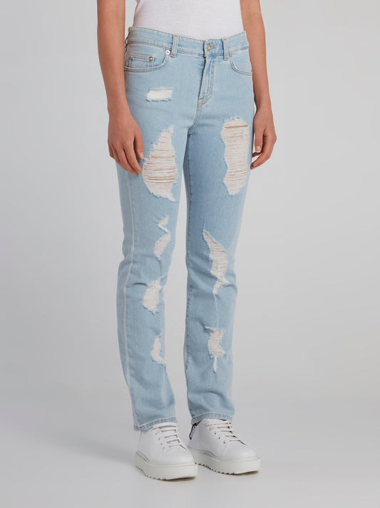 Blue Tattered Denim Jeans