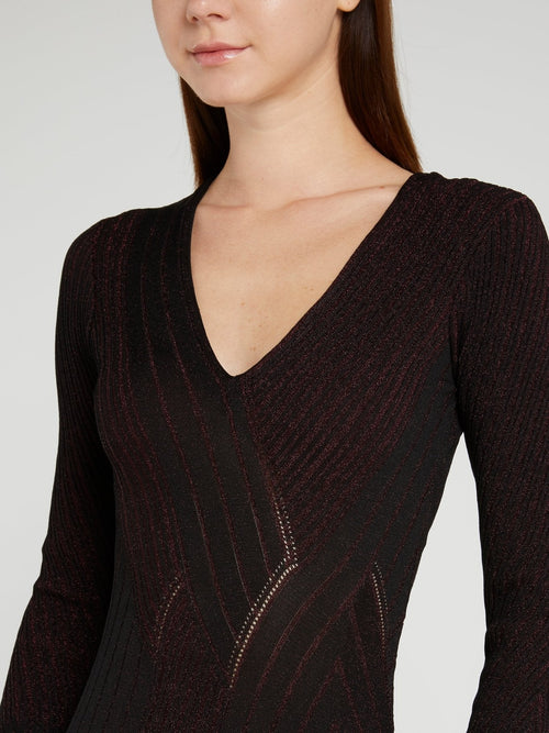 Burgundy Glitter Fabric Knit Dress