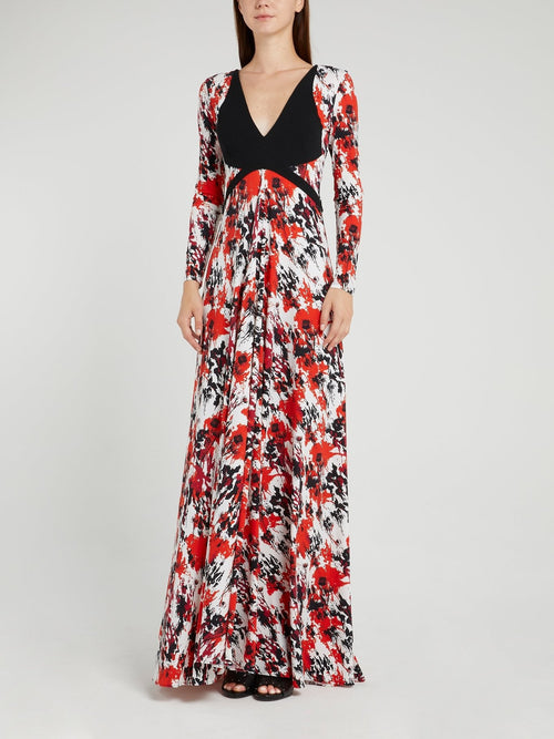 Floral Splatter Circle Maxi Dress