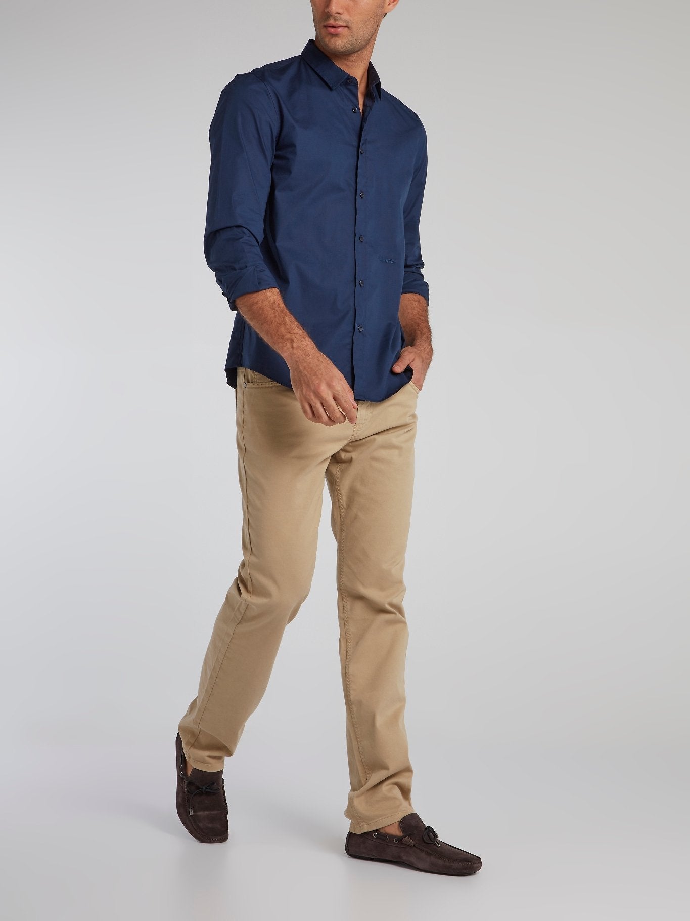 Khaki Straight Cut Trousers