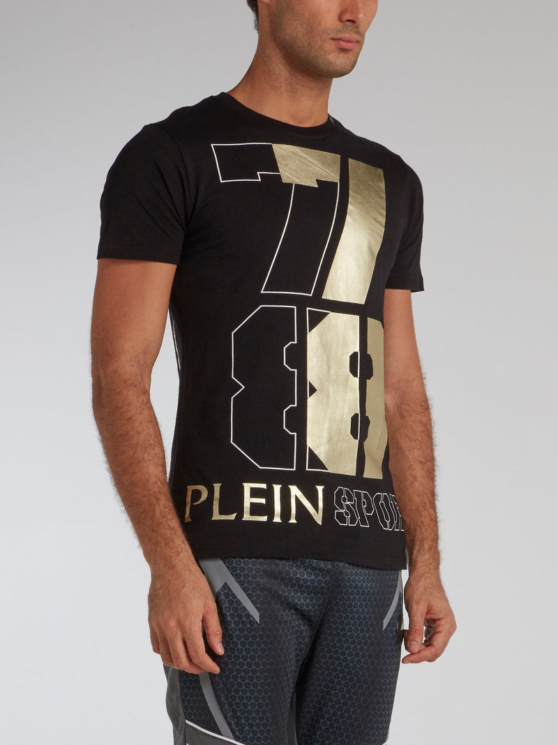 Black Foil Print Jersey T-Shirt