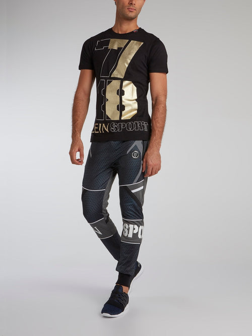 Black Foil Print Jersey T-Shirt