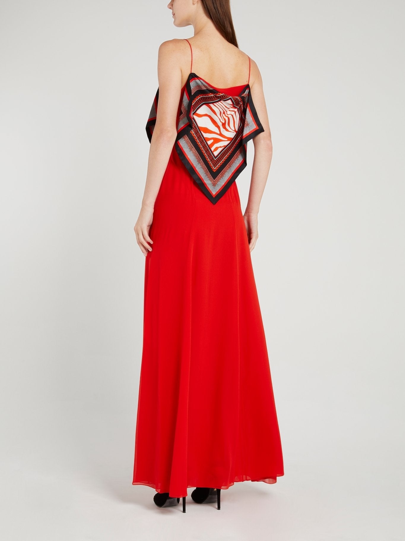 Red Flap Silk Maxi Dress