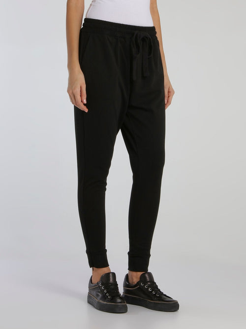 Black Studded Logo Harem Pants