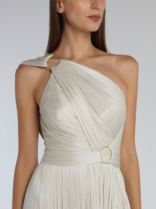 Kris White One-Shoulder Maxi Dress