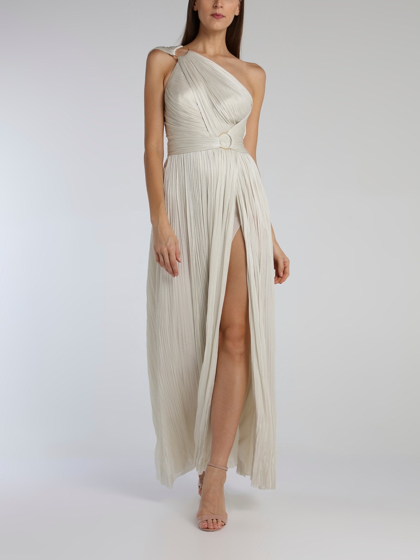 Kris White One-Shoulder Maxi Dress