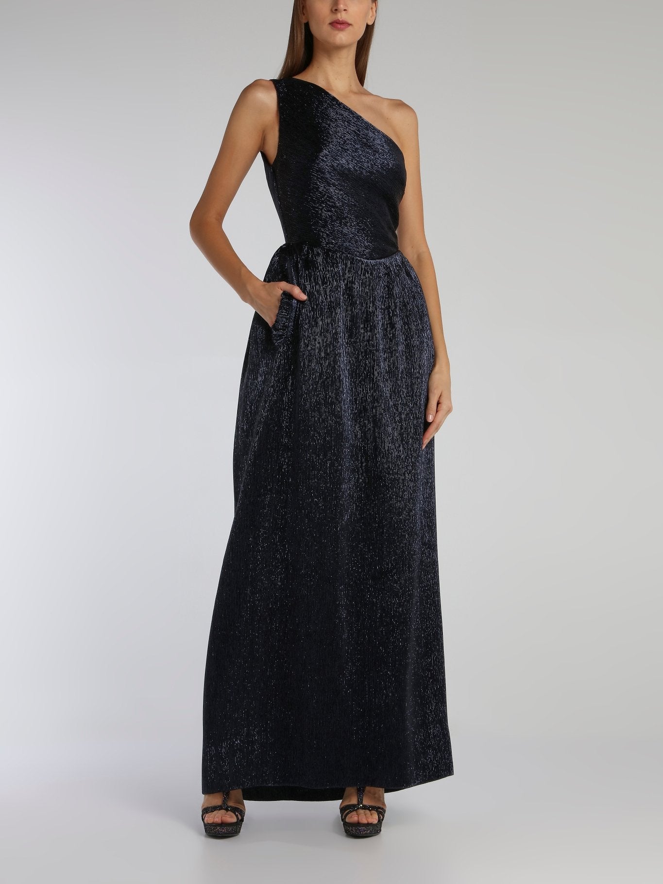 Othilia Navy One-Shoulder Maxi Dress