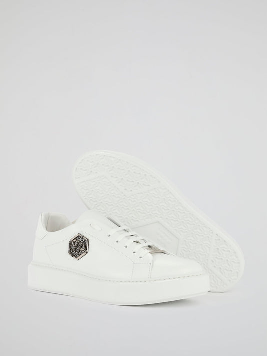 White Monogram Leather Sneakers