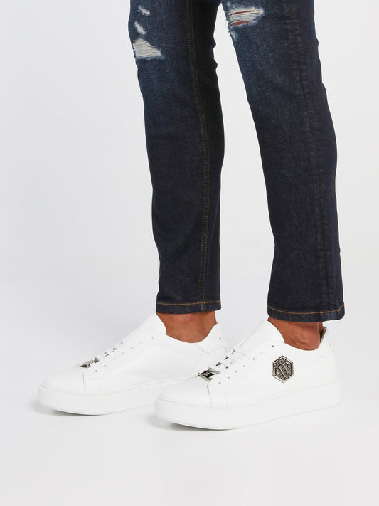 White Monogram Leather Sneakers