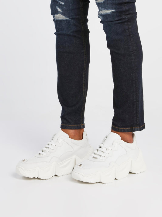 White Chunky Sole Skull Trainers