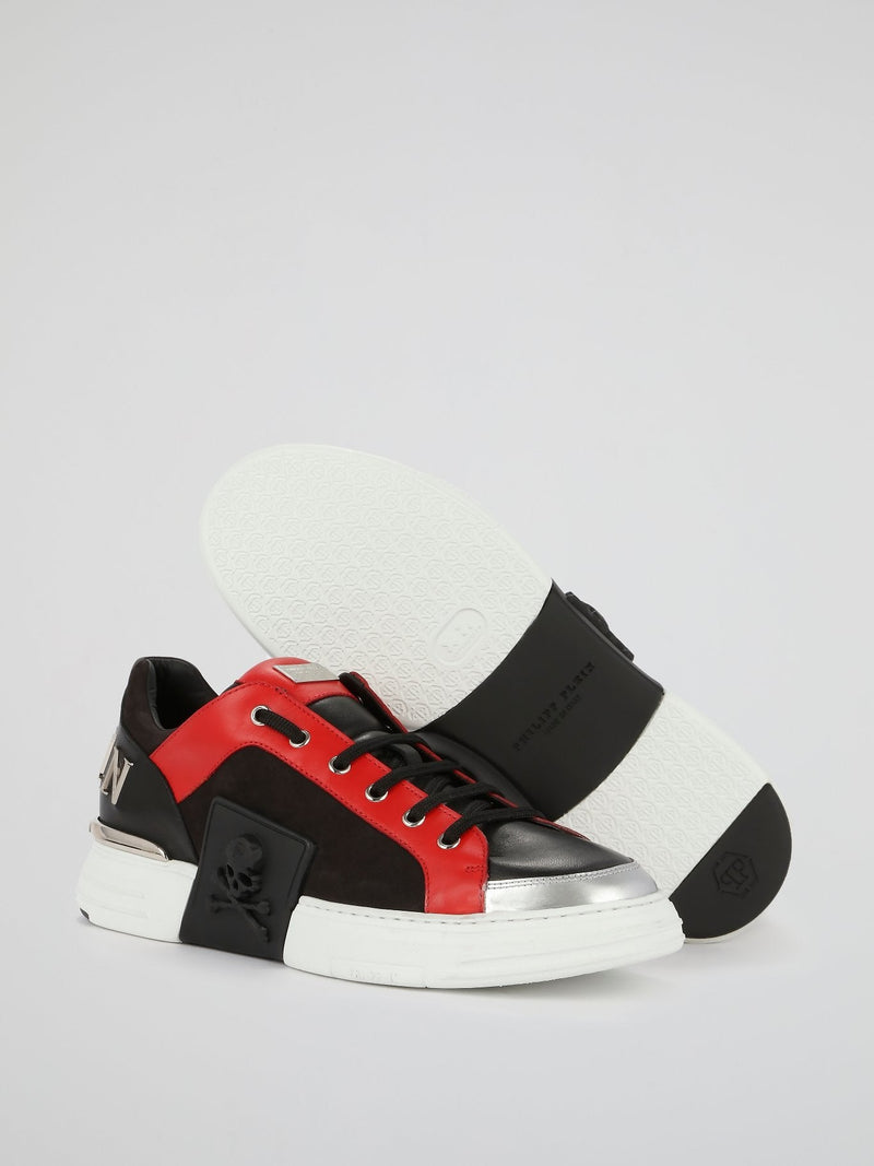 Colour Block Skull Low Top Sneakers