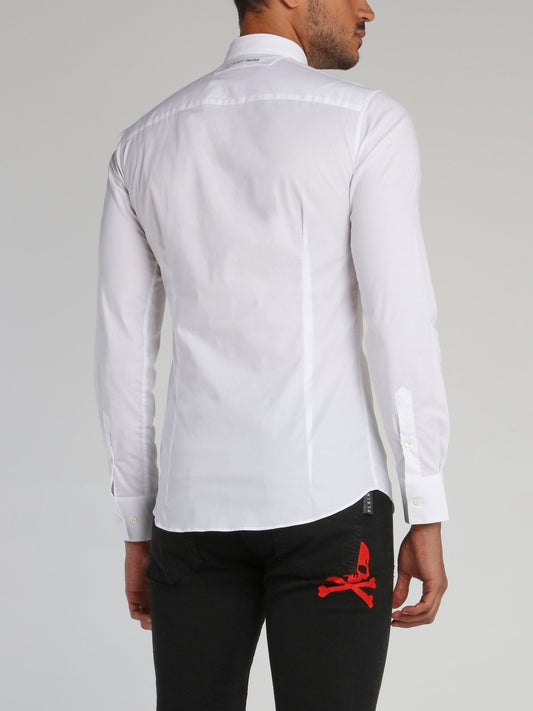 White Skull Embroidered Shirt