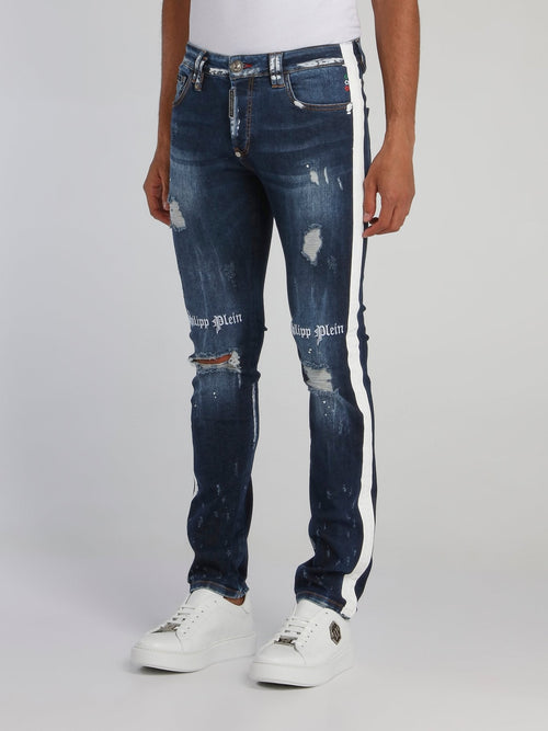 Gothic Plein Contrast Distressed Jeans