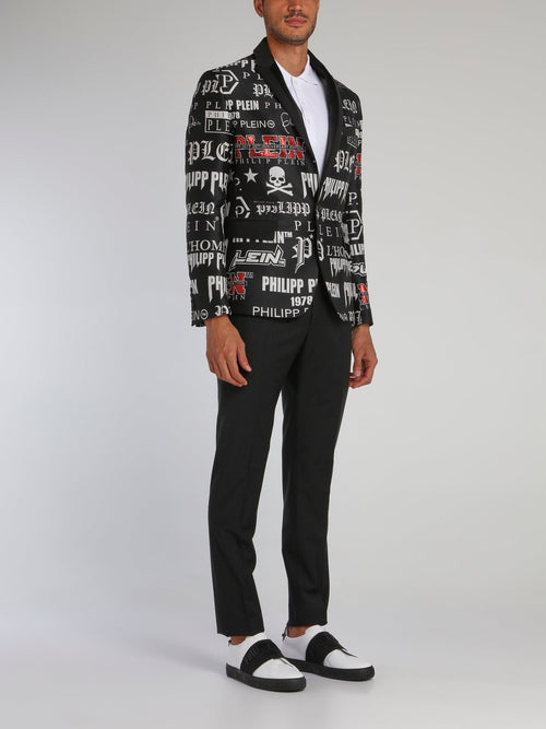 Black Monogram Print Statement Suit