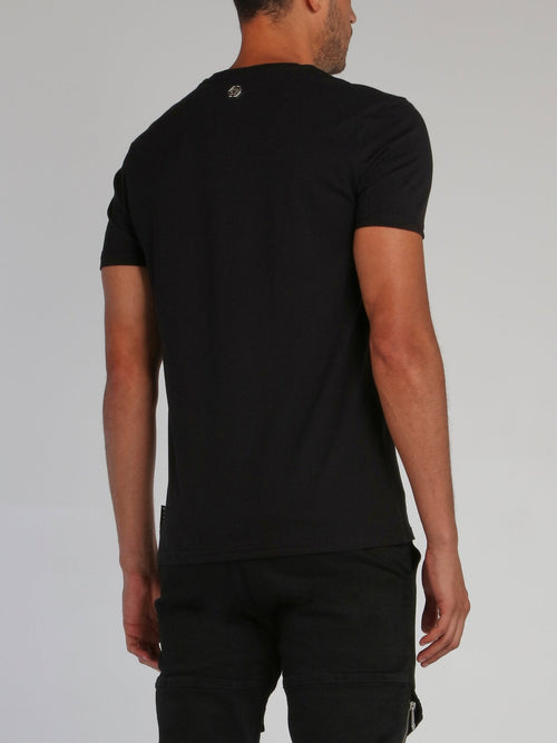 Black Contrast Logo Skull T-Shirt