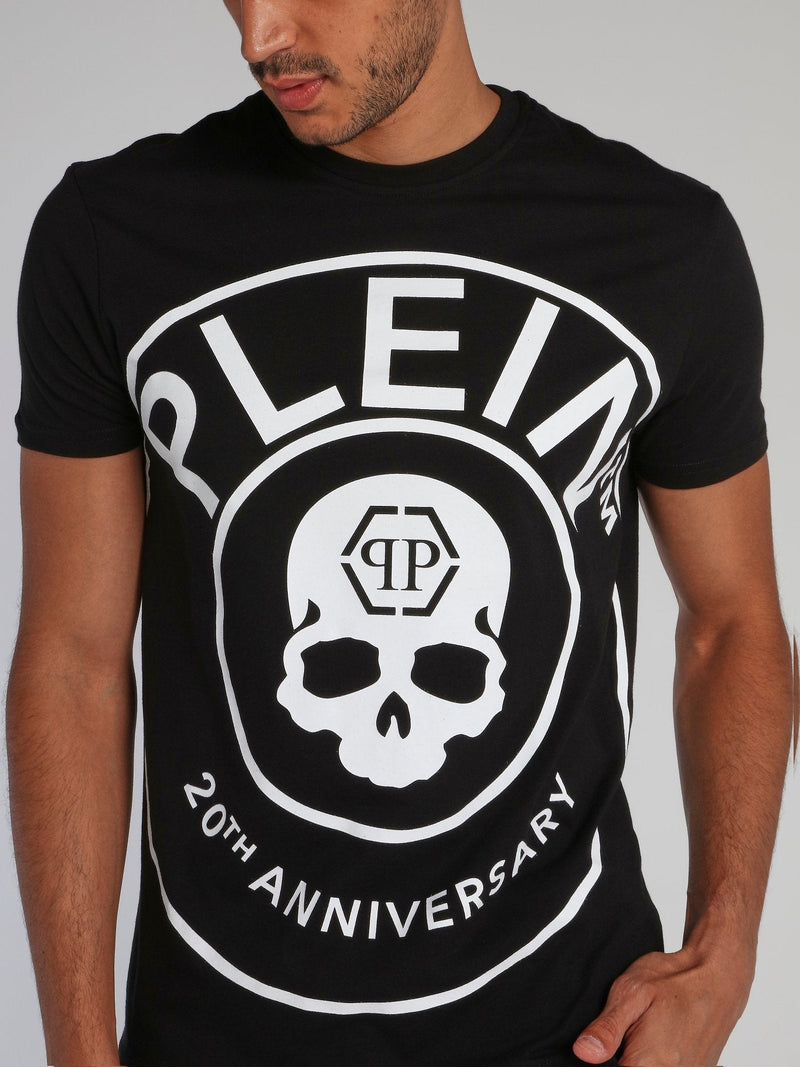 Black Contrast Logo Skull T-Shirt