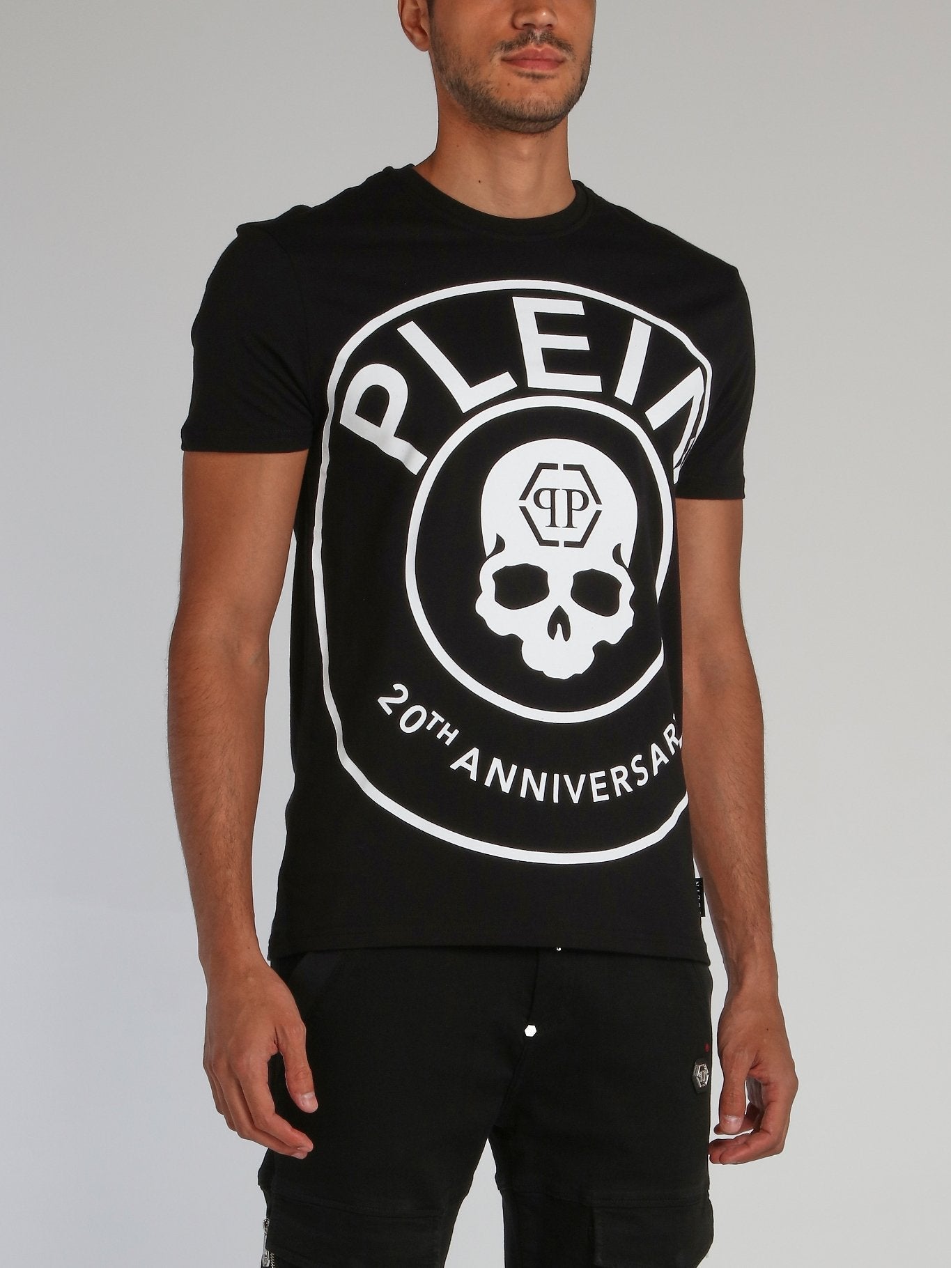 Black Contrast Logo Skull T-Shirt