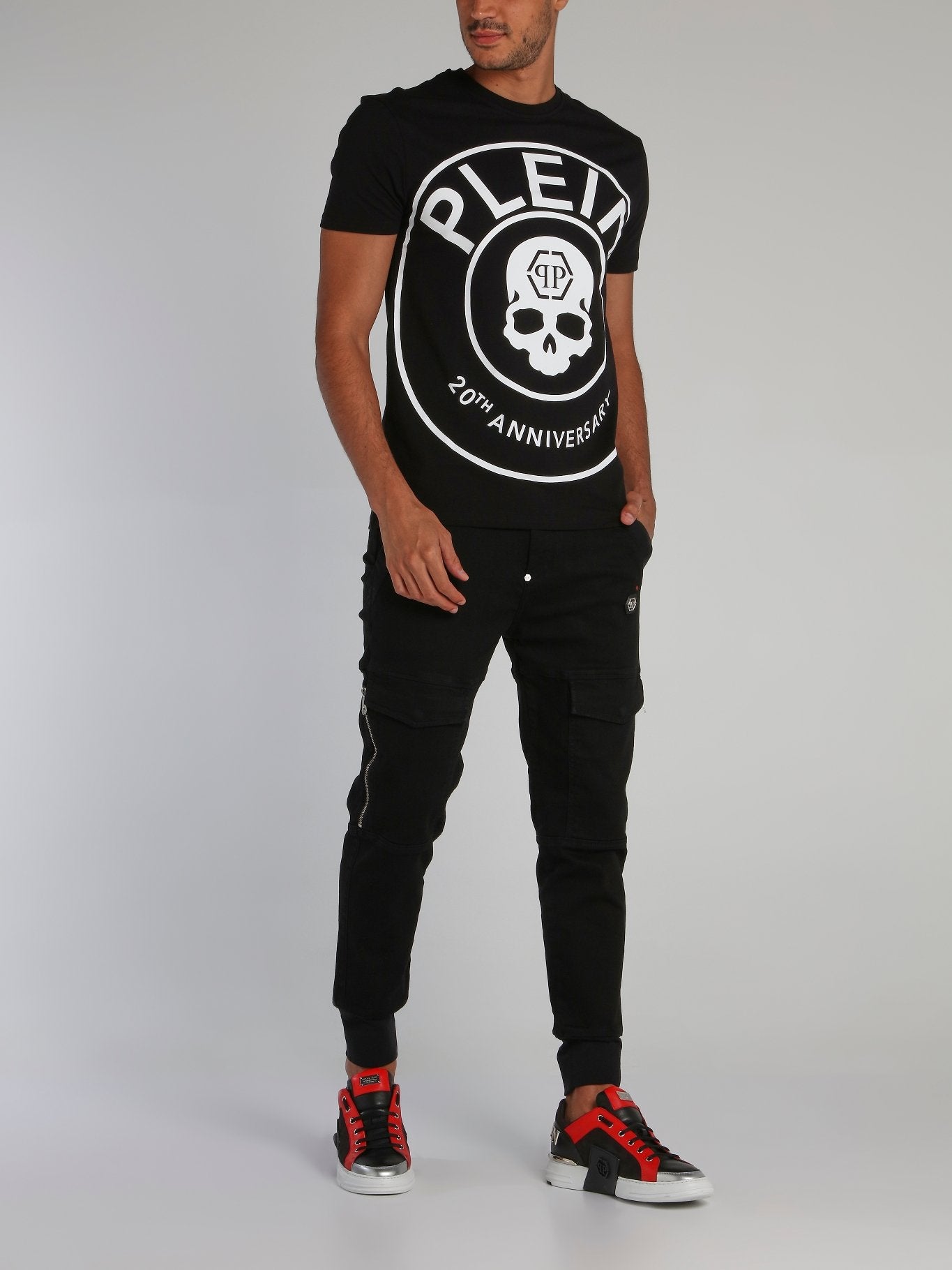 Black Contrast Logo Skull T-Shirt